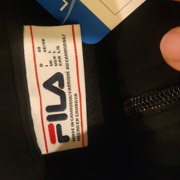 New! Fila black front zipper closure long sleeves sz L sweater - Picture 3 of 11